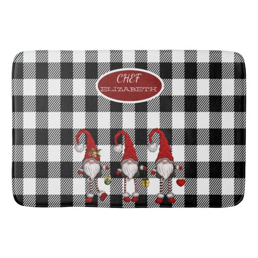 Tapis De Bain Adorable Mignonne Gnomes Buffalo Plaid (Devant)