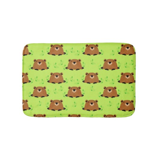 Tapis De Bain Adorable Motif de la marmotte de bois (Devant)