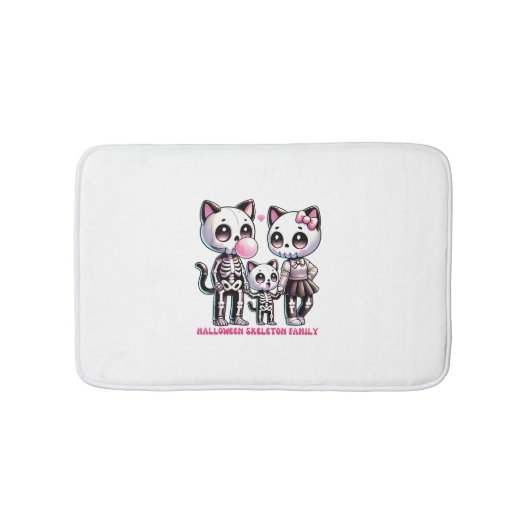 Tapis De Bain Adorable Skeleton Famille de chats avec Bubble gum (Devant)