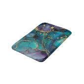 Tapis De Bain Aesthetic Turquoise & Gold Flowing Marble (Angle)