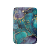 Tapis De Bain Aesthetic Turquoise & Gold Flowing Marble (Devant (Vertical))