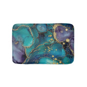 Tapis De Bain Aesthetic Turquoise & Gold Flowing Marble (Devant)