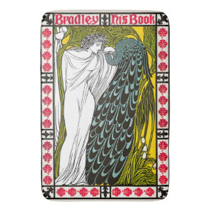 Tapis De Bain Affiche Art nouveau femme et paon antique