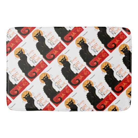 Tapis De Bain Affiche Classique Chat Noir de Steinlen en Noir (Devant)