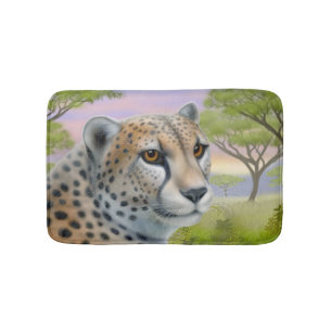 Tapis de bain africain vigilant de chat de guépar