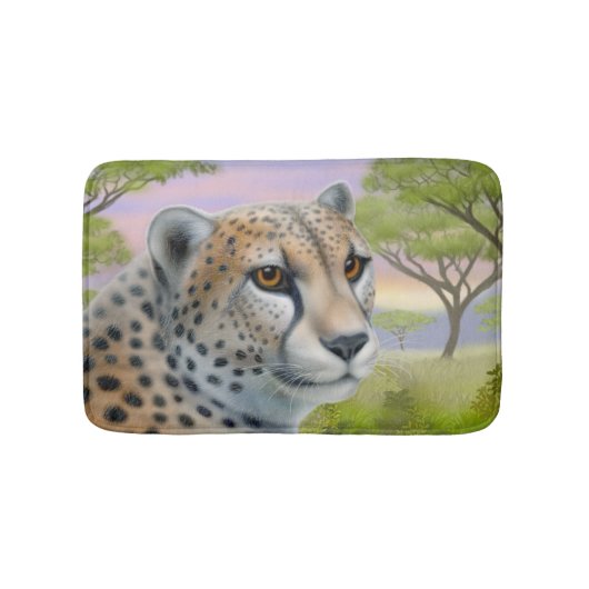 Tapis de bain africain vigilant de chat de guépard (Devant)