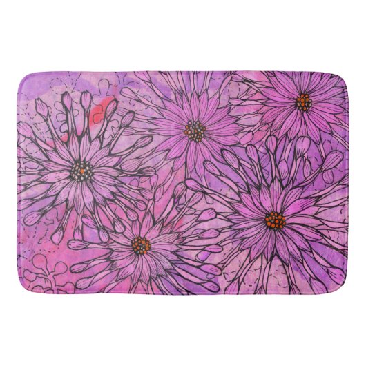 Tapis De Bain African Daisy Cape Daisies Fleurs roses Art Floral (Devant)