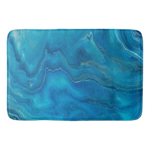 Tapis De Bain Agate de marbre bleu et Turquoise Résumé