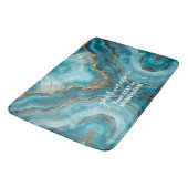 Tapis De Bain Agate de Parties scintillant Turquoise et Or (Angle)