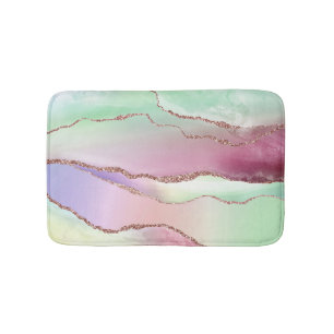 Tapis De Bain Agate de pastèque Neo Mint Green et Cassis Pink