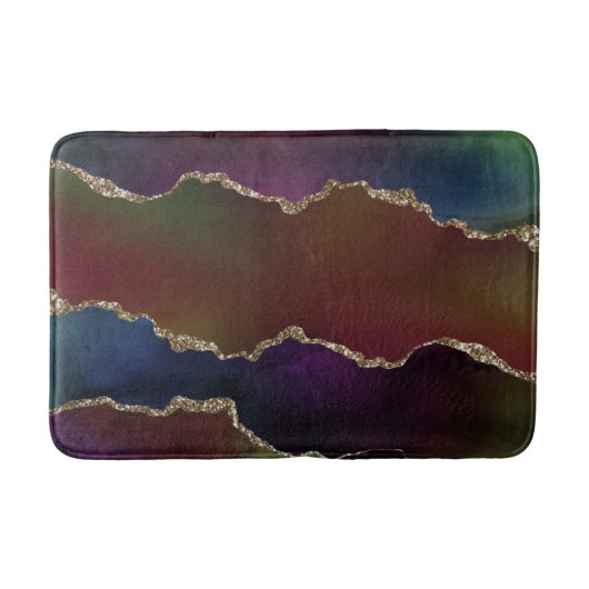 Tapis De Bain Agate foncé intense | Moody Rainbow Jewel Tone (Devant)