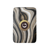 Tapis De Bain Agate noir blanc et or fluide monogramme (Devant (Vertical))