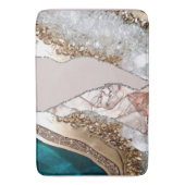 Tapis De Bain Agate Turquoise Blue Gold Parties scintillant Marb (devant Vertical)