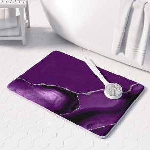 Tapis De Bain Agate Violet Pailleté Argent