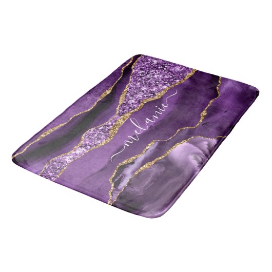 Tapis De Bain Agate Violet violet or Parties scintillant Géode N (Angle)