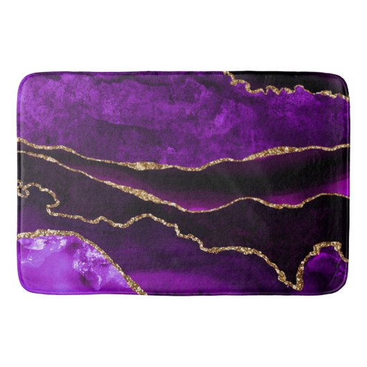 Tapis De Bain Agate violette et dorée scintillante de luxe (Devant)