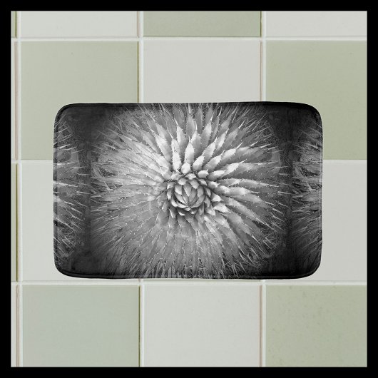 Tapis De Bain Agave Abstrait Noir et Blanc Plush Bain Mat