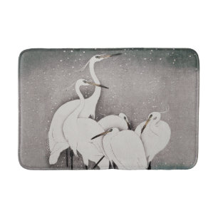 Tapis De Bain Aigrettes japonaises Grues Koson Neige d'hiver