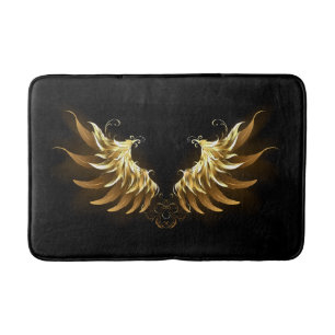 Tapis De Bain Ailes d'Ange d'or sur arrière - plan noir