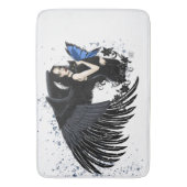 Tapis De Bain Ailes d'ange gothiques Chat noir Fée bleue (devant Vertical)