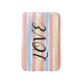 Tapis De Bain Aimer Bleu Rose Bleu Jaune Bandes (Devant (Vertical))