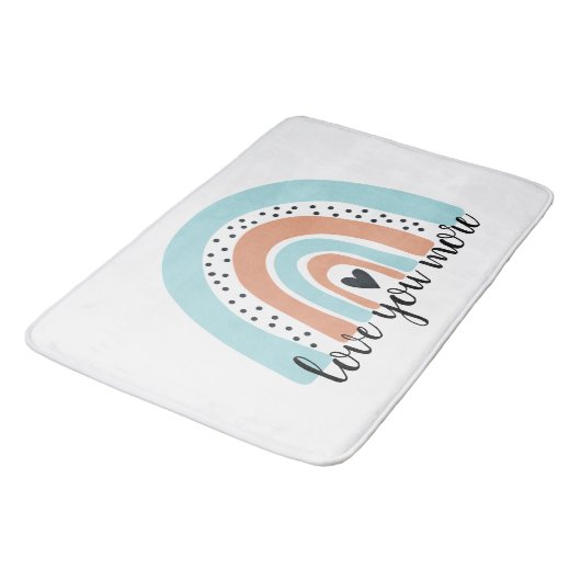 Tapis De Bain Aimez-vous plus Rainbow Heart Blue Peach (Angle)