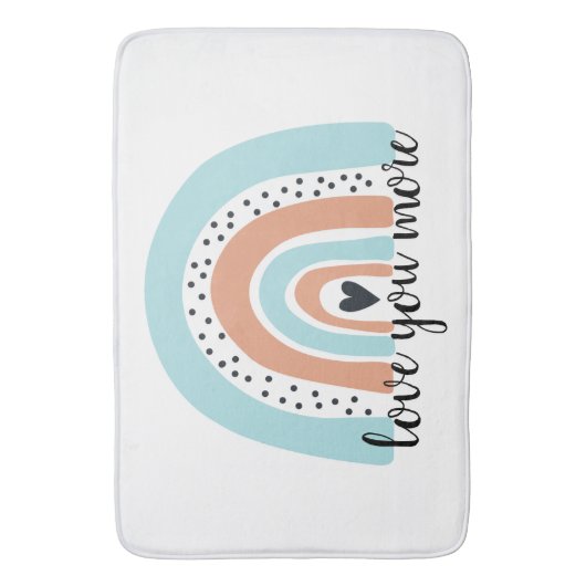 Tapis De Bain Aimez-vous plus Rainbow Heart Blue Peach (devant Vertical)