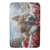 Tapis De Bain Akita Chien Festive de Noël (devant Vertical)