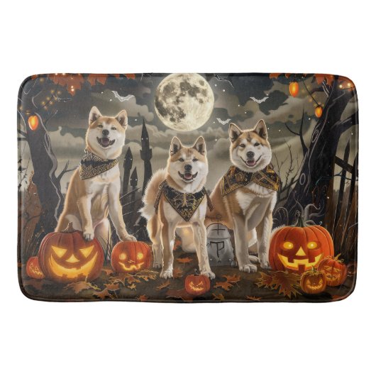 Tapis De Bain Akita Halloween Éffrayant (Devant)