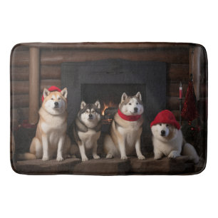 Tapis De Bain Akita par le Noël de la cheminée