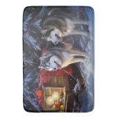 Tapis De Bain Alaskien Malamute Snowy Sleigh Ride Noël (devant Vertical)