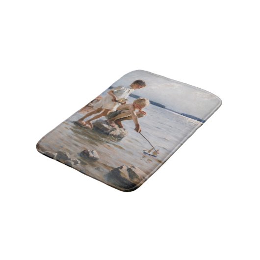Tapis De Bain Albert Edelfeue - Les garçons jouent sur le rivage (Angle)