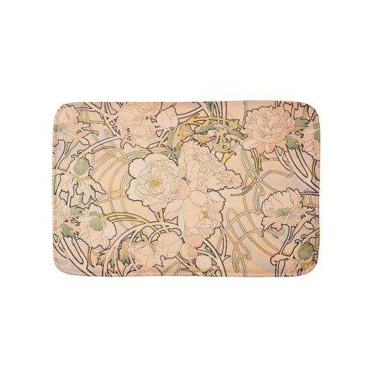 Tapis De Bain Alfonse Mucha Art Nouveau Peonies (Devant)