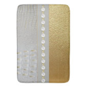 Tapis De Bain Alligator blanc et or de luxe cachent des perles (devant Vertical)
