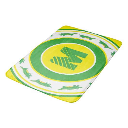 Tapis De Bain Alligator vert Crocodile Gator initial (Angle)
