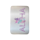 Tapis De Bain Aloha Hawaiian Ananas, Argent (Devant (Vertical))