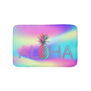 Tapis De Bain Aloha Hawaiian Ananas Holographique