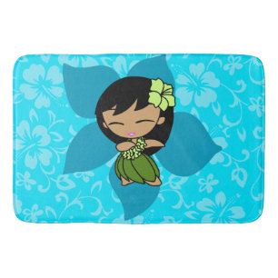 Tapis De Bain Aloha Honeys Hibiscus hawaïen Vintage Hula Girl