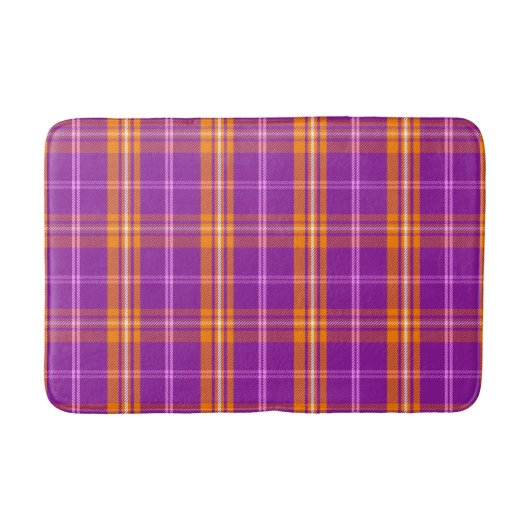 Tapis De Bain Aloha Patchwork Hawaiian Tropical Plaid - Violet (Devant)