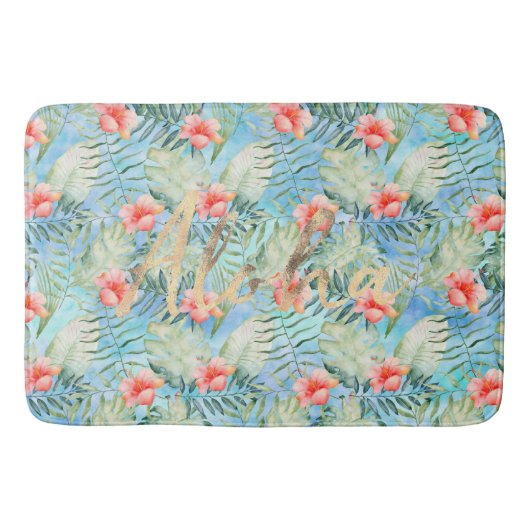 Tapis De Bain Aloha tropical Hibiscus Floral (Devant)