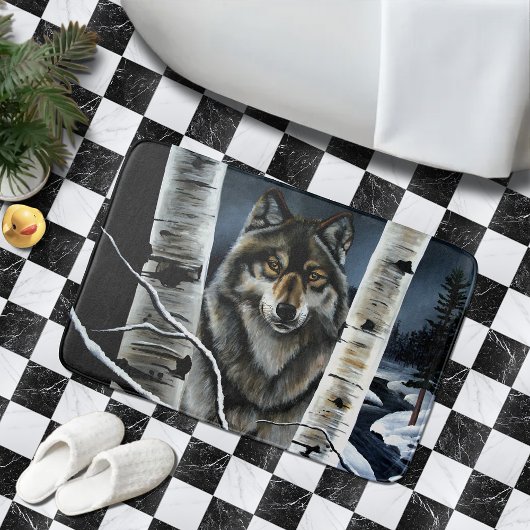Tapis De Bain Alpha Bois Loup peuplier