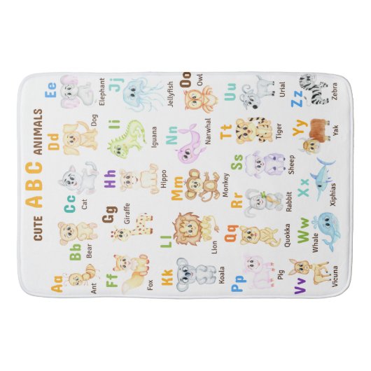 Tapis De Bain Alphabet Animal ABC Mets animaux (Devant)