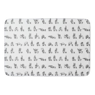 Tapis De Bain Alphabet de langue des signes américaine en noir