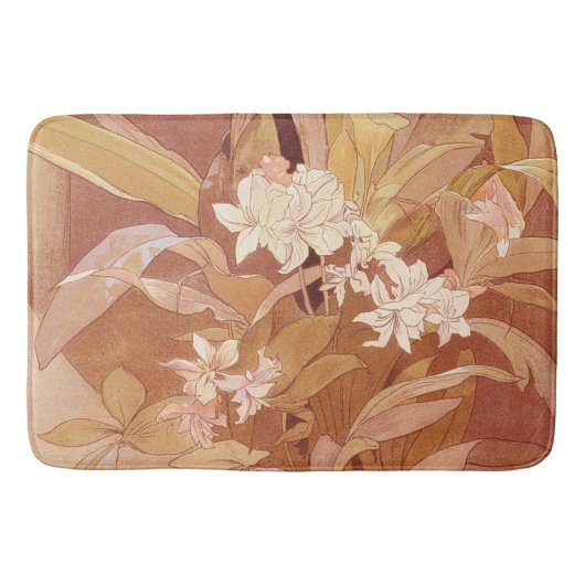 Tapis De Bain Alphonse Mucha Art Nouveau Détail floral (Devant)