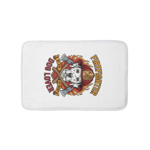 Tapis De Bain Amant de chien pompier Dalmatien Casque de pompier