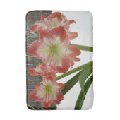 Tapis De Bain Amaryllis en Fête Rouge Neige Hiver Floral (Devant (Vertical))