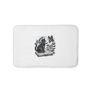 Tapis De Bain Amateurs de livre Chat Bookwords Halloween Blac