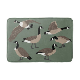 Tapis De Bain Amateurs d'oiseaux Canada Oies Illustration Sage G
