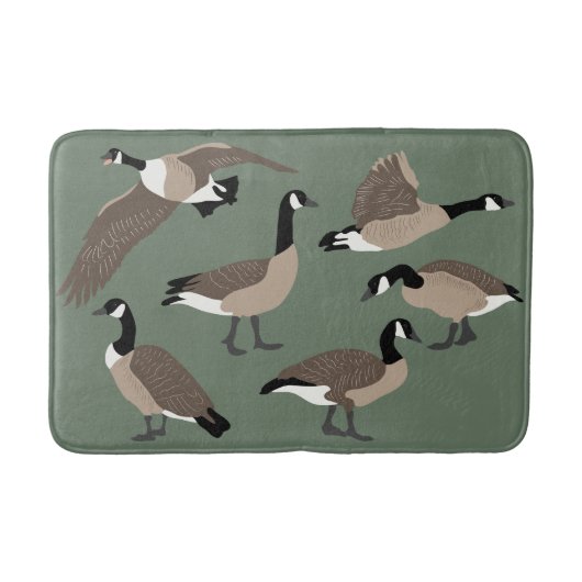 Tapis De Bain Amateurs d'oiseaux Canada Oies Illustration Sage G (Devant)