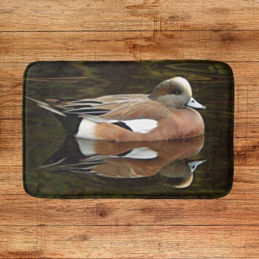 Tapis De Bain American Wigeon Duck on Pond